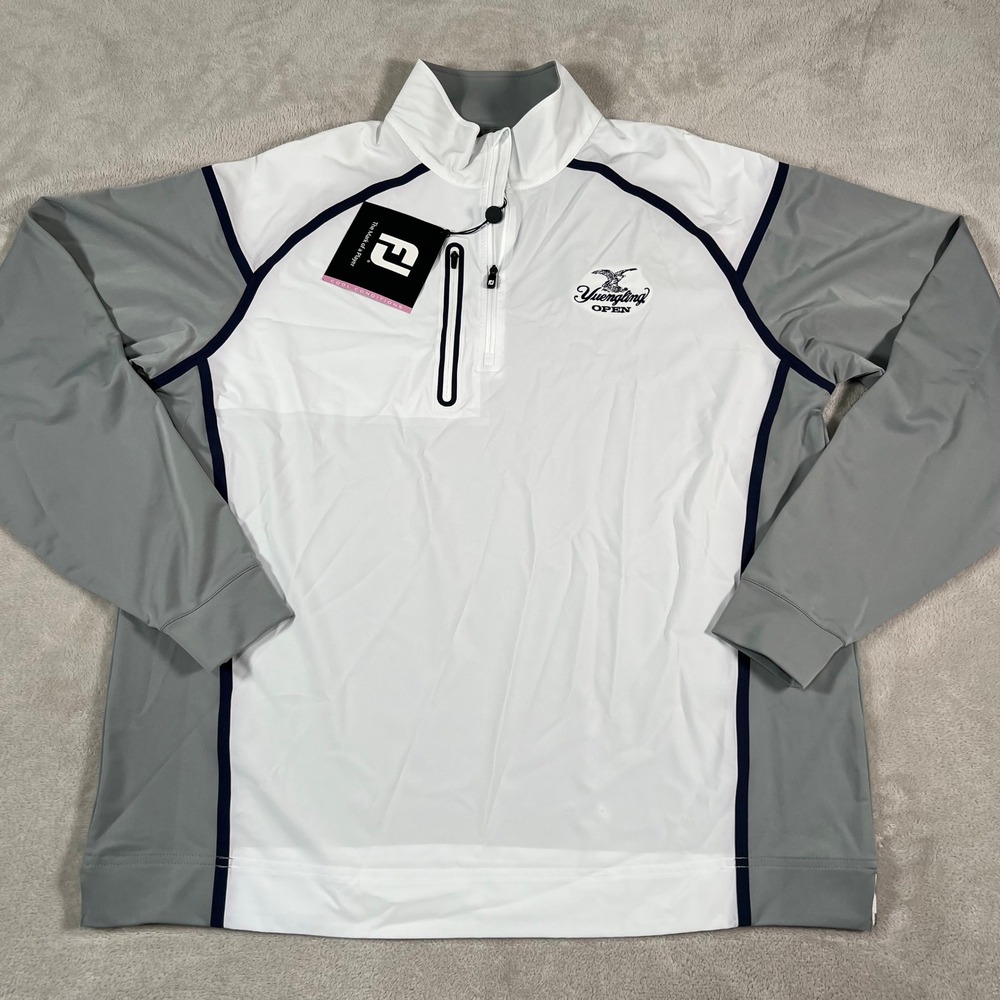 FootJoy Yuengling Open Golf Pullover Men's Large White Gray 1/4 Zip Jacket NWT - Picture 2 of 10